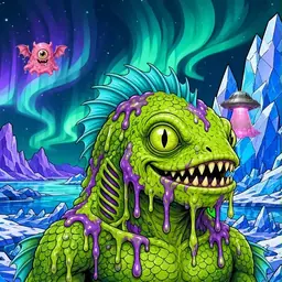 Oozlings #7675, Swamp Fish · Aurora Ice