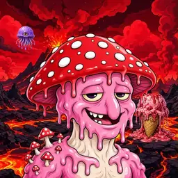 Oozlings #7680, Mushroom Head · Lava Fields