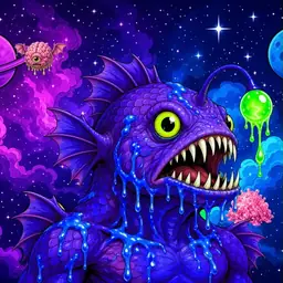 Oozlings #7686, Mutated Anglerfish · Void Nebula