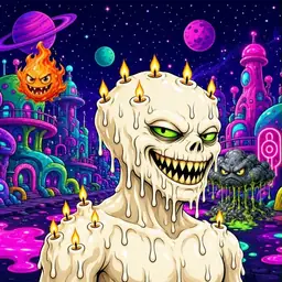 Oozlings #7687, Candle Wax · Neon City
