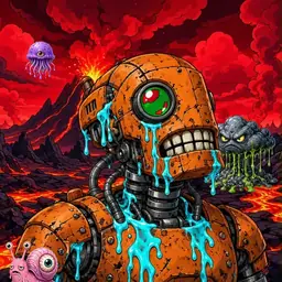 Oozlings #769, Rusty Robot · Lava Fields
