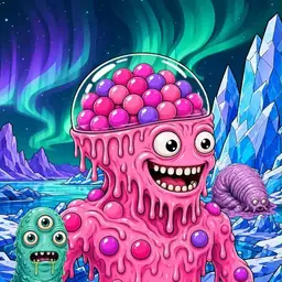 Oozlings #7690, Gumball Brain · Aurora Ice