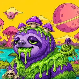 Oozlings #7693, Slime Sloth · Turquoise Swamp