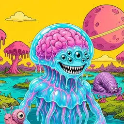 Oozlings #7698, Jellyfish Brain · Turquoise Swamp