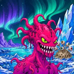 Oozlings #7699, Mutated Squid · Aurora Ice