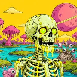 Oozlings #7700, Mutated Skull · Turquoise Swamp