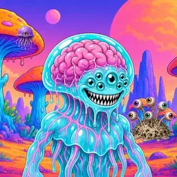 Oozlings #7701, Jellyfish Brain · Mushroom Desert