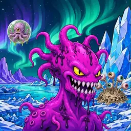 Oozlings #7702, Squid · Aurora Ice