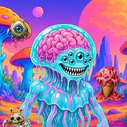 Oozlings #7704, Jellyfish Brain · Mushroom Desert