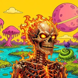 Oozlings #7708, Fire Skull · Turquoise Swamp