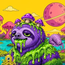 Oozlings #7722, Slime Sloth · Turquoise Swamp
