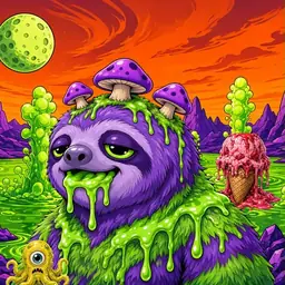 Oozlings #7723, Slime Sloth · Acid Lake
