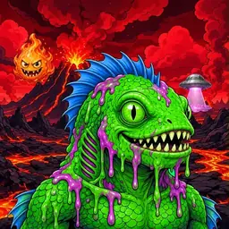 Oozlings #7726, Mutated Swamp Fish · Lava Fields
