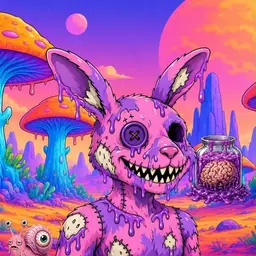 Oozlings #7730, Zombie Bunny · Mushroom Desert