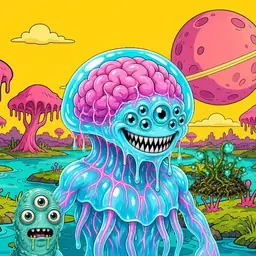 Oozlings #7736, Jellyfish Brain · Turquoise Swamp