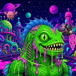 Oozlings #7741, Mutated Swamp Fish · Neon City