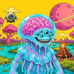 Oozlings #7754, Jellyfish Brain · Turquoise Swamp
