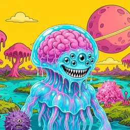 Oozlings #7762, Jellyfish Brain · Turquoise Swamp