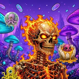 Oozlings #7764, Fire Skull · Fungus Forest