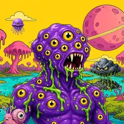 Oozlings #7765, Eyeball Cluster · Turquoise Swamp