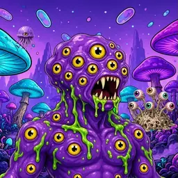 Oozlings #7768, Eyeball Cluster · Fungus Forest