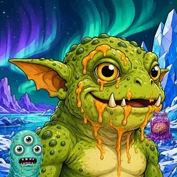 Oozlings #7770, Toad Goblin · Aurora Ice