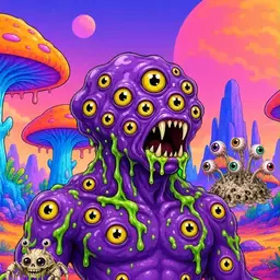 Oozlings #7771, Eyeball Cluster · Mushroom Desert