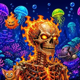 Oozlings #7774, Fire Skull · Glow Reef