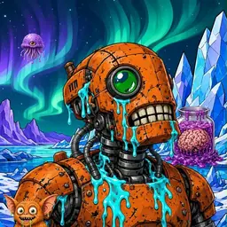 Oozlings #7778, Rusty Robot · Aurora Ice