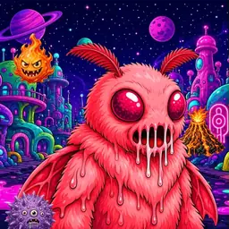 Oozlings #7781, Mutated Mutant Moth · Neon City
