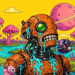 Oozlings #7787, Rusty Robot · Turquoise Swamp