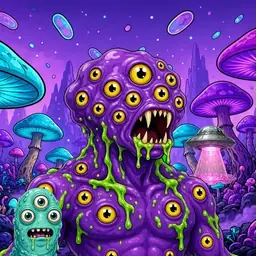Oozlings #7788, Eyeball Cluster · Fungus Forest