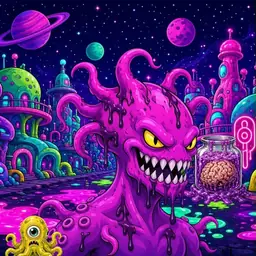 Oozlings #7792, Squid · Neon City
