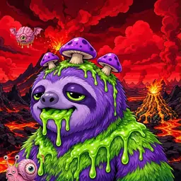 Oozlings #7798, Slime Sloth · Lava Fields