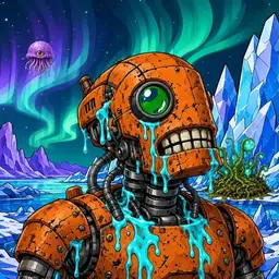 Oozlings #7805, Rusty Robot · Aurora Ice
