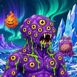 Oozlings #7807, Eyeball Cluster · Aurora Ice