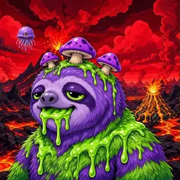 Oozlings #7809, Slime Sloth · Lava Fields