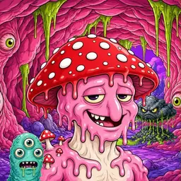 Oozlings #7810, Mushroom Head · Flesh Cave