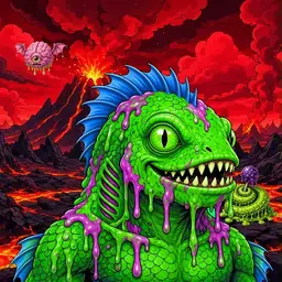Oozlings #7813, Mutated Swamp Fish · Lava Fields