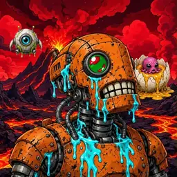 Oozlings #7814, Rusty Robot · Lava Fields