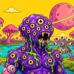 Oozlings #7832, Eyeball Cluster · Turquoise Swamp