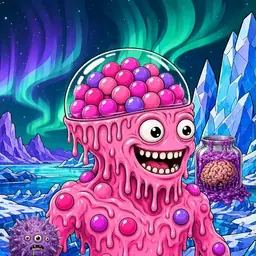 Oozlings #7837, Gumball Brain · Aurora Ice