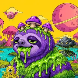 Oozlings #7838, Slime Sloth · Turquoise Swamp