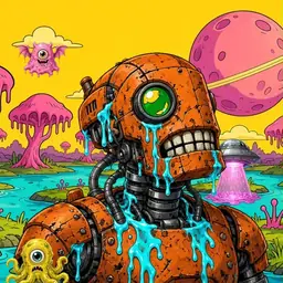 Oozlings #7840, Rusty Robot · Turquoise Swamp