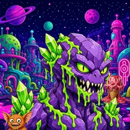 Oozlings #7845, Crystal Rock · Neon City