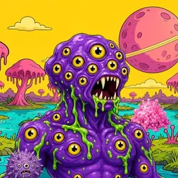 Oozlings #7847, Eyeball Cluster · Turquoise Swamp