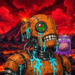 Oozlings #7849, Rusty Robot · Lava Fields