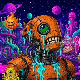 Oozlings #7859, Rusty Robot · Neon City