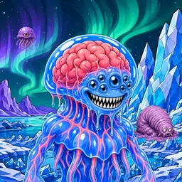 Oozlings #7863, Mutated Jellyfish Brain · Aurora Ice