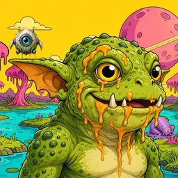 Oozlings #7869, Toad Goblin · Turquoise Swamp
